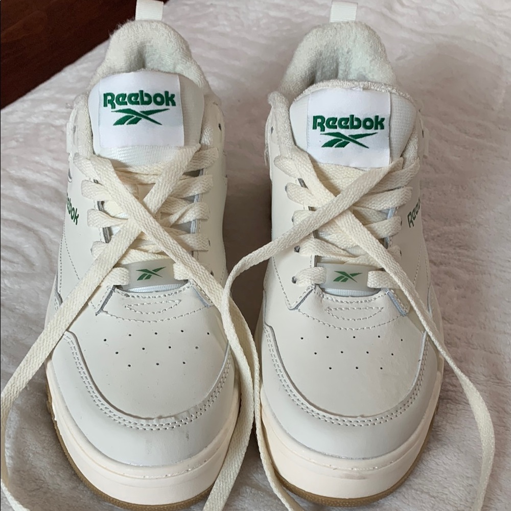 Reebok White and Green Sneakers